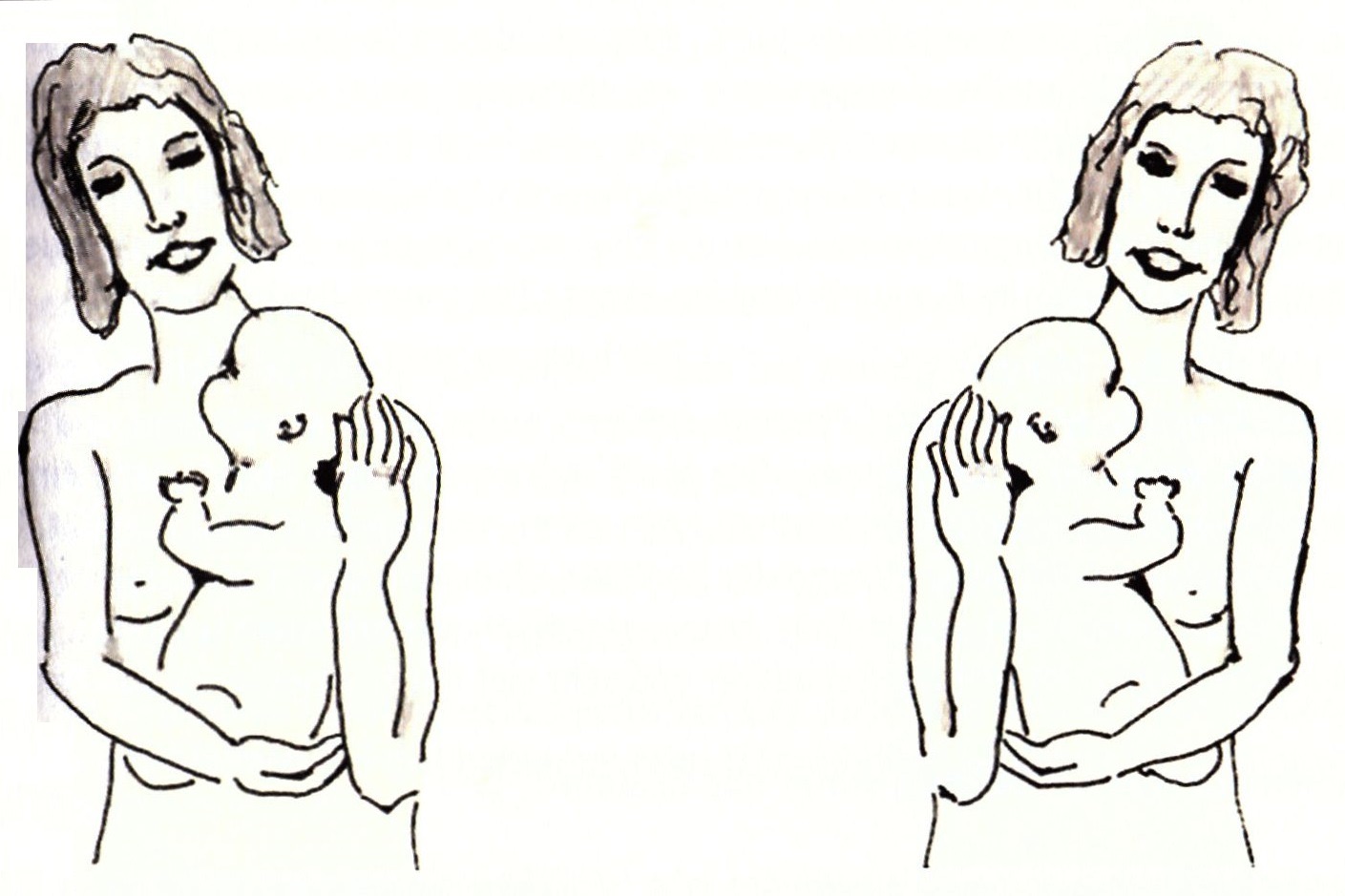 299 Haltung des Kindes an die Brust - Rechtshaenderin linke Hand an Kopf und rechte hand unterstuetzt Gesaess - Linkshaenderin andersherum